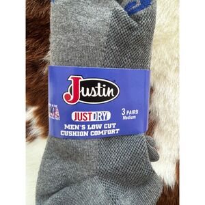 Justin Men's Low Cut Cushion Comfort Socks 3 Pairs Grey - Medium